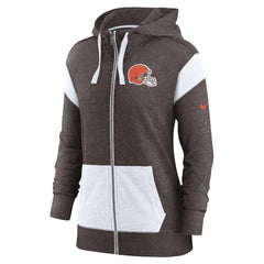 Cleveland Browns Women's Monaco Lightweight Full-Zip Hoodie Brown/White | Nike for Sale