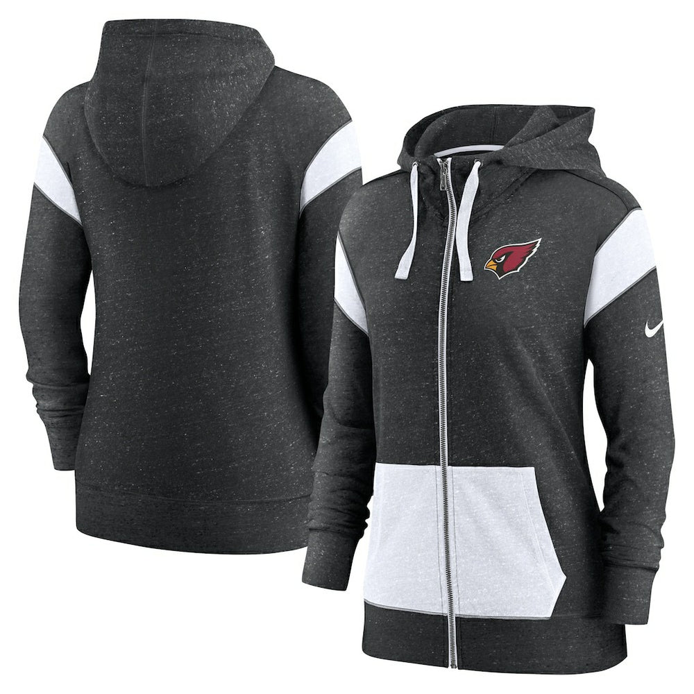 Arizona Cardinals Women's Monaco Lightweight Full-Zip Hoodie Heather Black/White | Nike for Sale