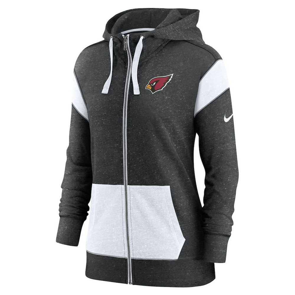 Arizona Cardinals Women's Monaco Lightweight Full-Zip Hoodie Heather Black/White | Nike for Sale