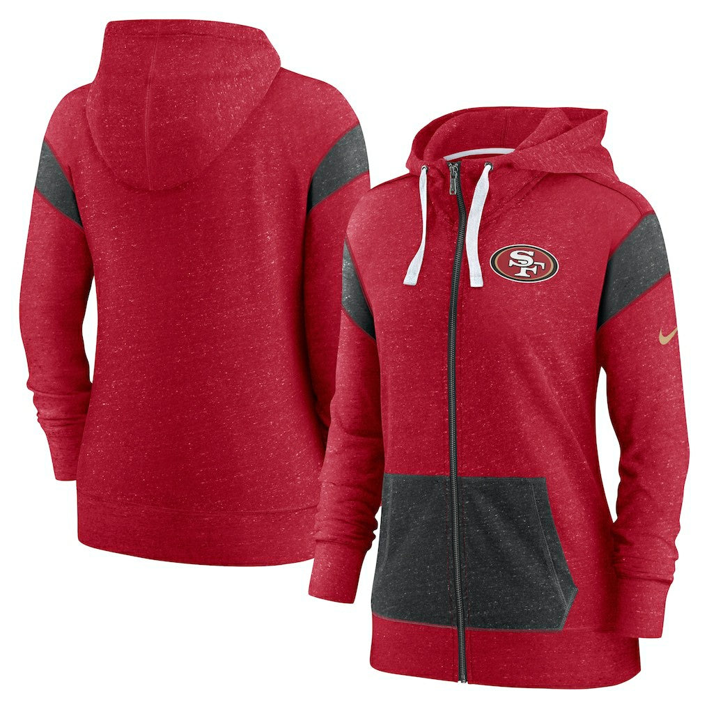 San Francisco 49ers Women's Monaco Lightweight Full-Zip Hoodie Scarlet/Heather Black | Nike for Sale