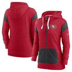 San Francisco 49ers Women's Monaco Lightweight Full-Zip Hoodie Scarlet/Heather Black | Nike for Sale