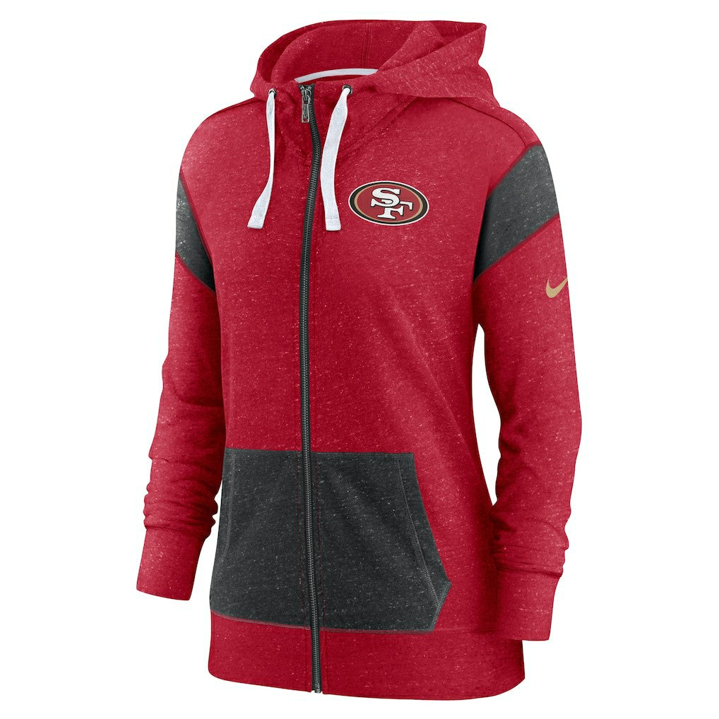 San Francisco 49ers Women's Monaco Lightweight Full-Zip Hoodie Scarlet/Heather Black | Nike for Sale