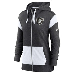Las Vegas Raiders Women's Plus Size Monaco Full-Zip Lightweight Hoodie Heather Black/White | Nike for Sale