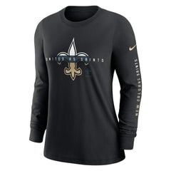 New Orleans Saints Women's Prime Split Long Sleeve T-Shirt Black | Nike for Sale