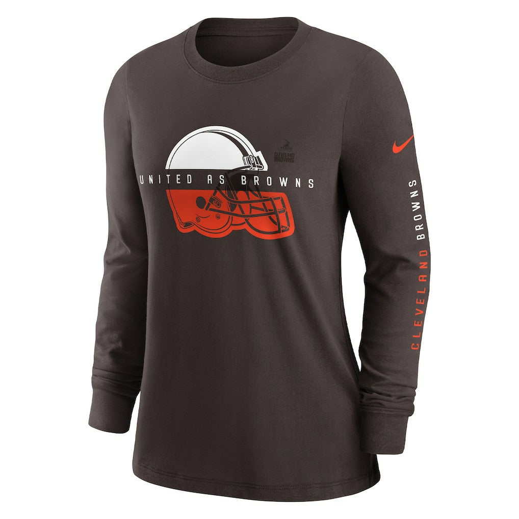 Cleveland Browns Women's Prime Split Long Sleeve T-Shirt Brown | Nike for Sale