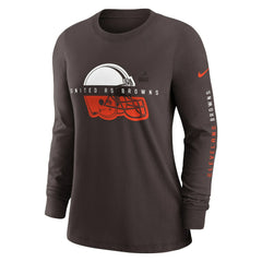 Cleveland Browns Women's Prime Split Long Sleeve T-Shirt Brown | Nike for Sale
