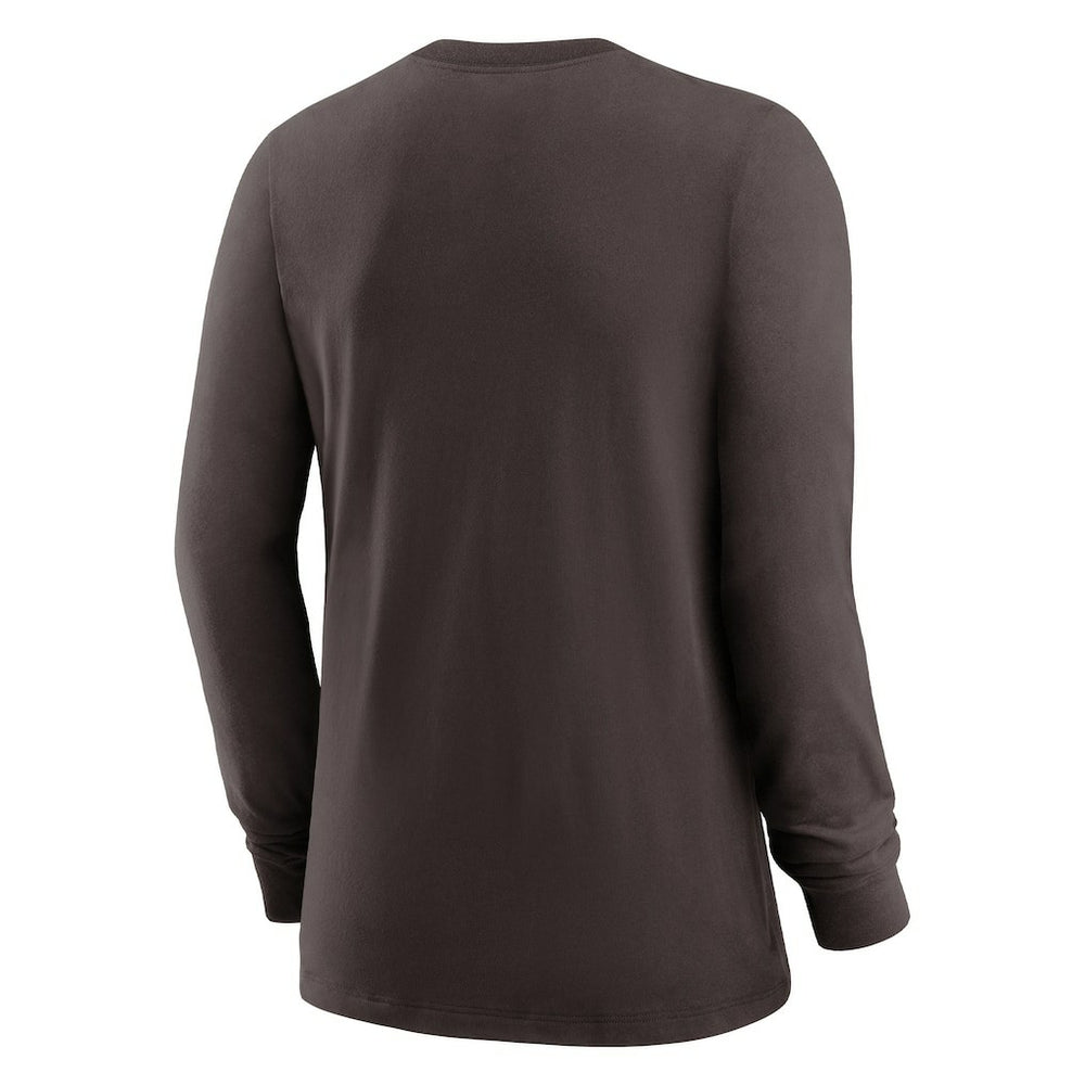 Cleveland Browns Women's Prime Split Long Sleeve T-Shirt Brown | Nike for Sale