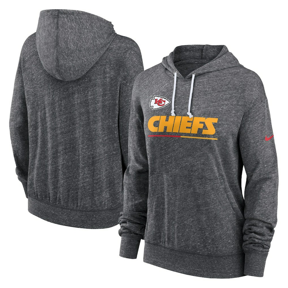 Kansas City Chiefs Women's Team Spirit Gym Vintage Lightweight Hoodie Top Heather Charcoal | Nike for Sale