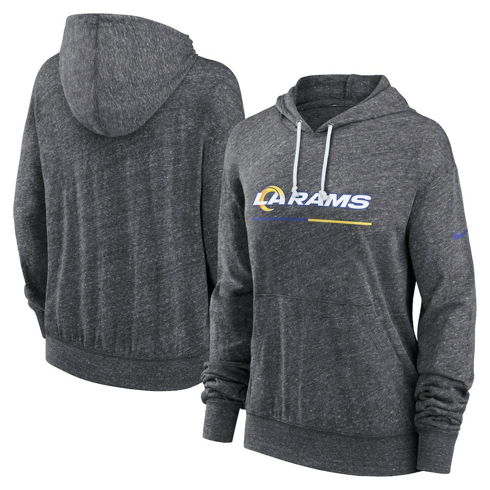 Los Angeles Rams Women's Team Spirit Gym Vintage Lightweight Hoodie Top Heather Charcoal | Nike for Sale