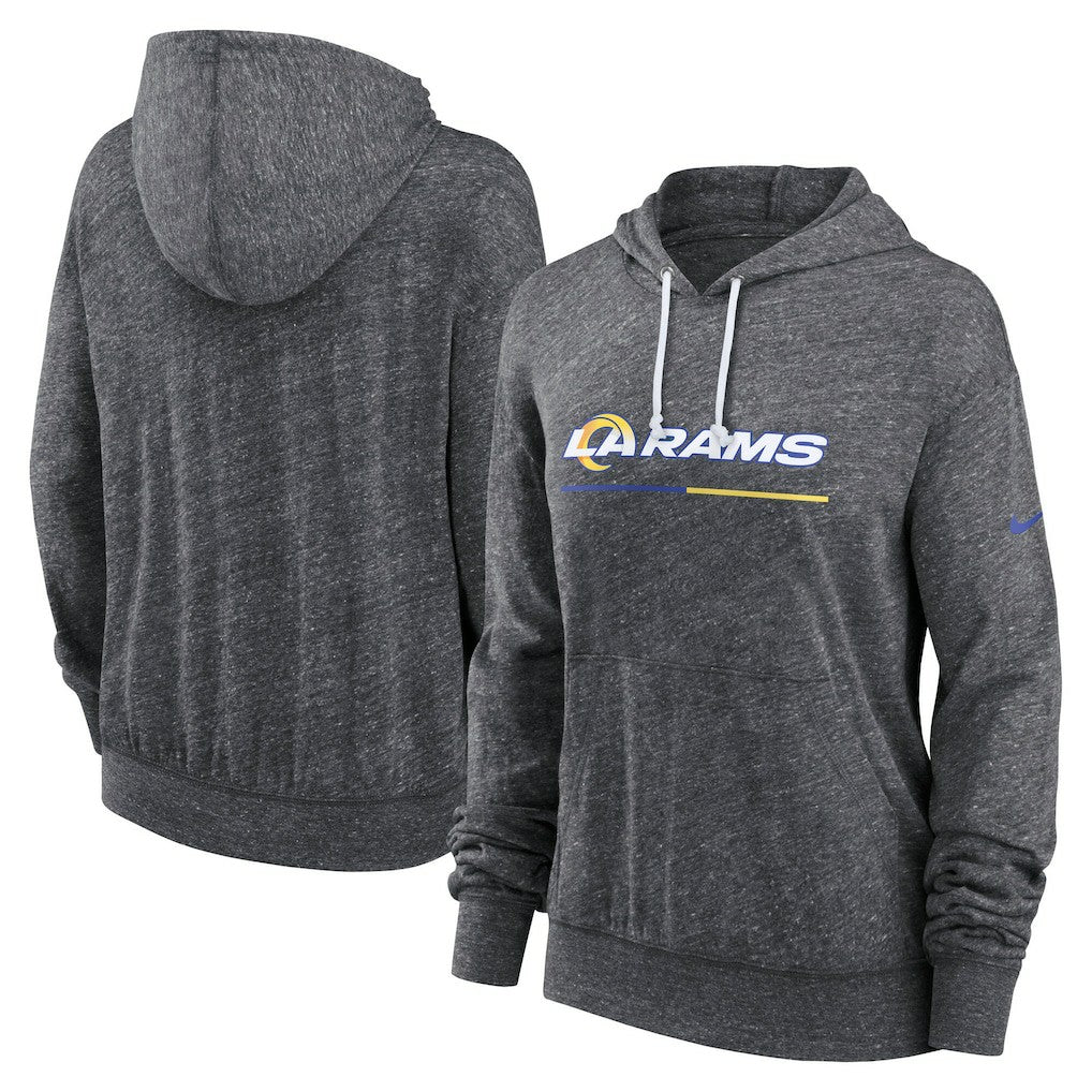 Los Angeles Rams Women's Team Spirit Gym Vintage Lightweight Hoodie Top Heather Charcoal | Nike for Sale