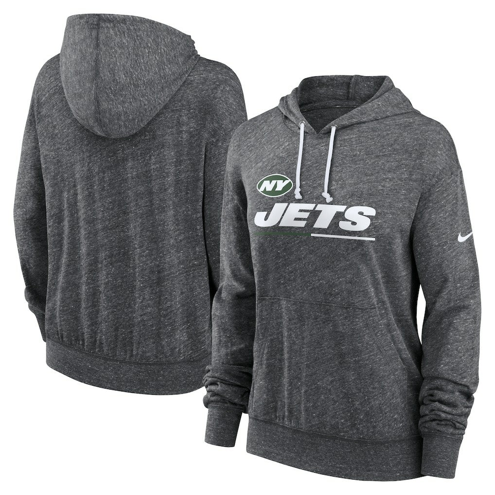 New York Jets Women's Team Spirit Gym Vintage Lightweight Hoodie Top Heather Charcoal | Nike for Sale
