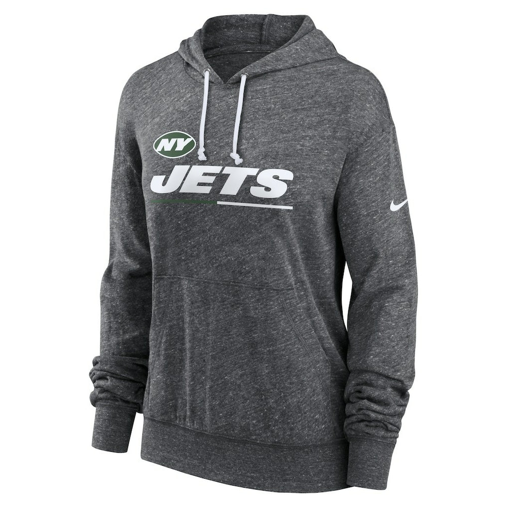 New York Jets Women's Team Spirit Gym Vintage Lightweight Hoodie Top Heather Charcoal | Nike for Sale