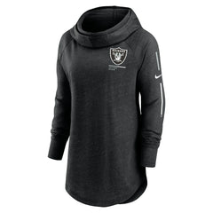 Las Vegas Raiders Women's Minimal Statement Lightweight Raglan Funnel Neck Pullover Hoodie Black | Nike for Sale