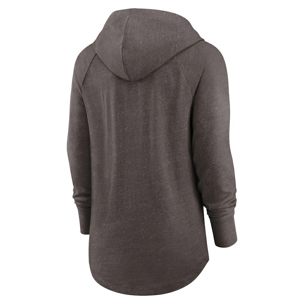 Cleveland Browns Women's Minimal Statement Lightweight Raglan Funnel Neck Pullover Hoodie Brown | Nike for Sale
