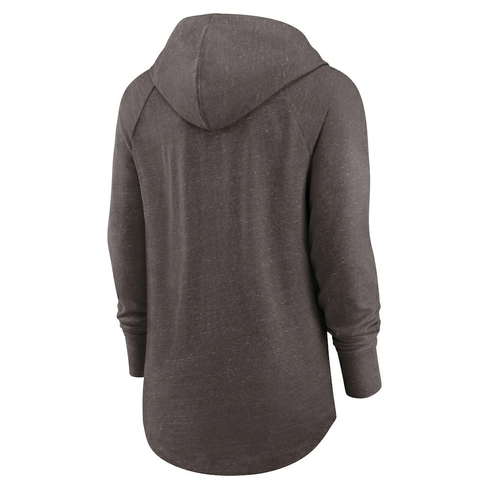 Cleveland Browns Women's Minimal Statement Lightweight Raglan Funnel Neck Pullover Hoodie Brown | Nike for Sale