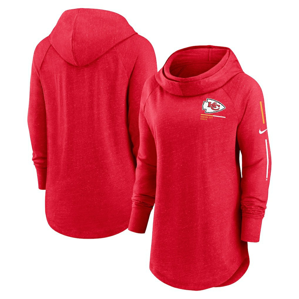 Kansas City Chiefs Women's Minimal Statement Lightweight Raglan Funnel Neck Pullover Hoodie Red | Nike for Sale