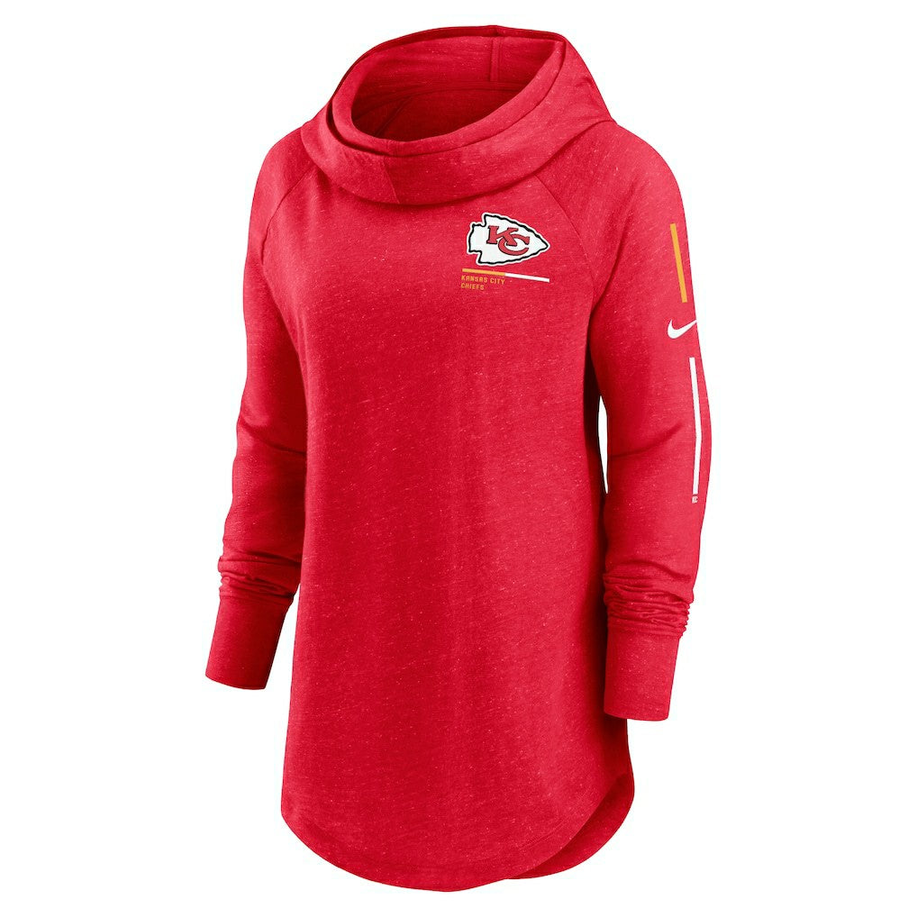 Kansas City Chiefs Women's Minimal Statement Lightweight Raglan Funnel Neck Pullover Hoodie Red | Nike for Sale
