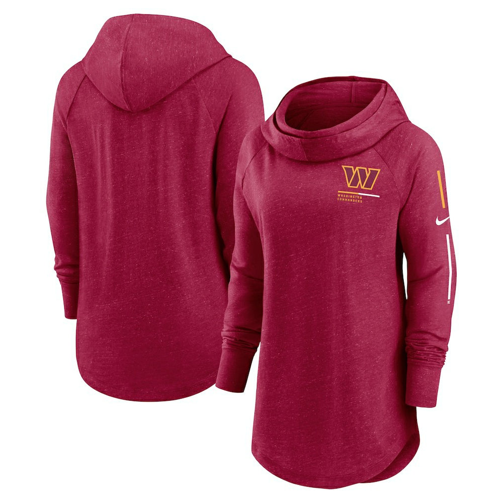 Washington Commanders Women's Minimal Statement Lightweight Raglan Funnel Neck Pullover Hoodie Burgundy | Nike for Sale