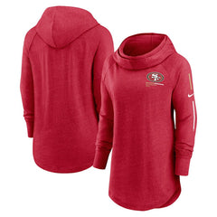 San Francisco 49ers Women's Minimal Statement Lightweight Raglan Funnel Neck Pullover Hoodie Scarlet | Nike for Sale