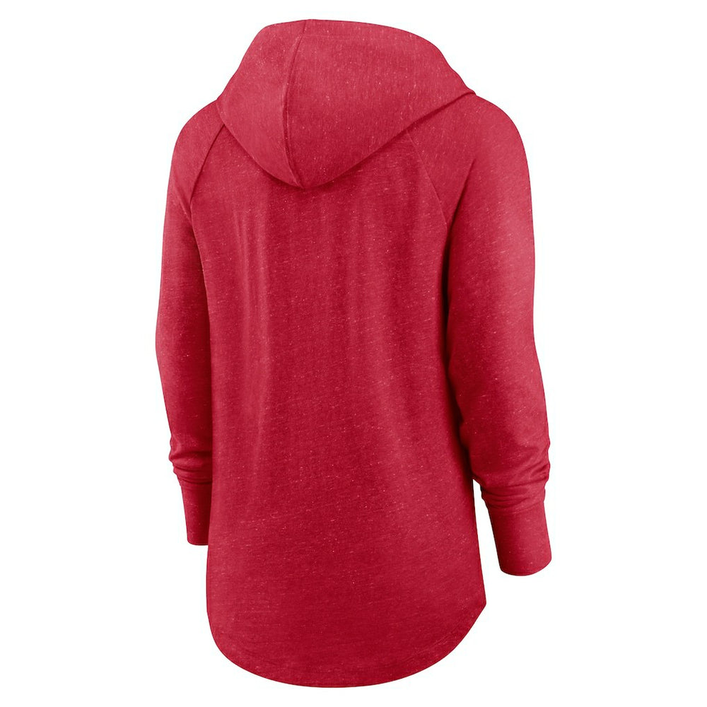 San Francisco 49ers Women's Minimal Statement Lightweight Raglan Funnel Neck Pullover Hoodie Scarlet | Nike for Sale