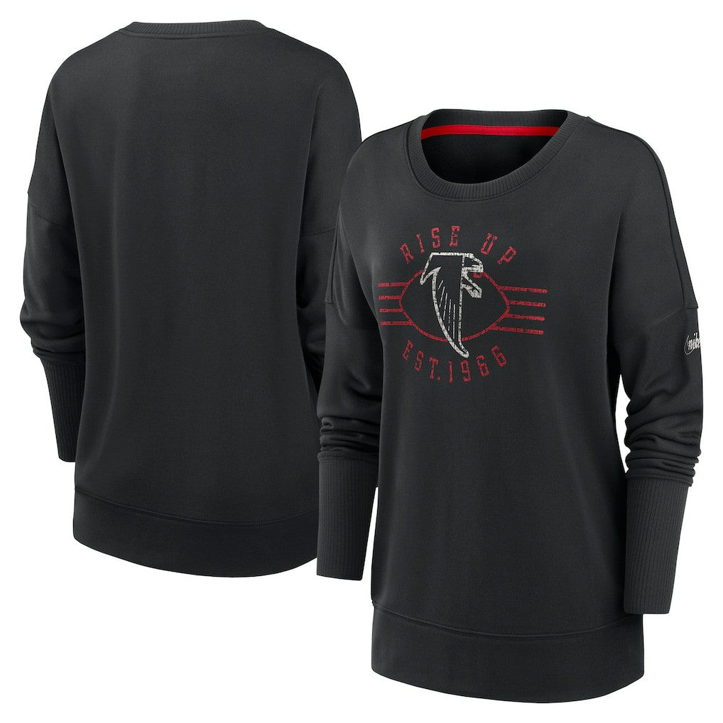 Atlanta Falcons Women's Rewind Playback Icon Performance Pullover Sweatshirt Black | Nike for Sale