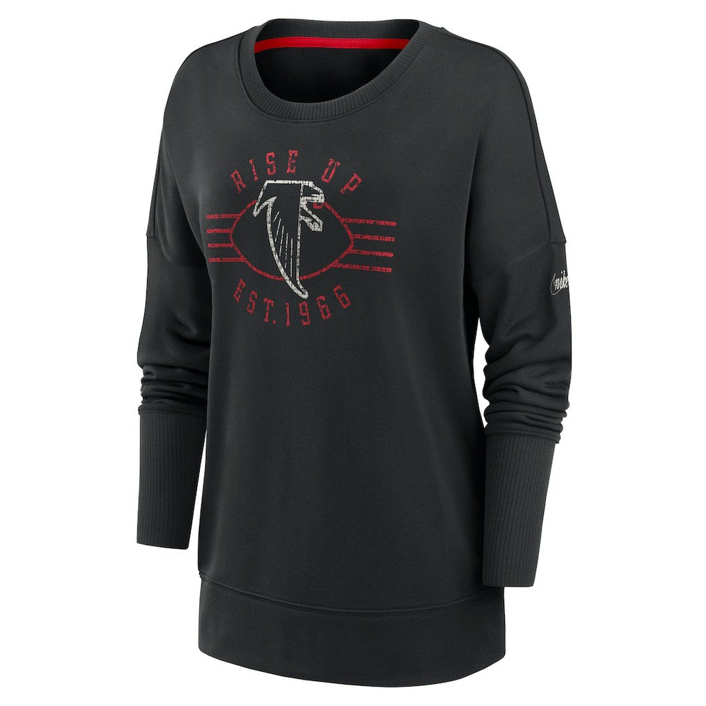 Atlanta Falcons Women's Rewind Playback Icon Performance Pullover Sweatshirt Black | Nike for Sale