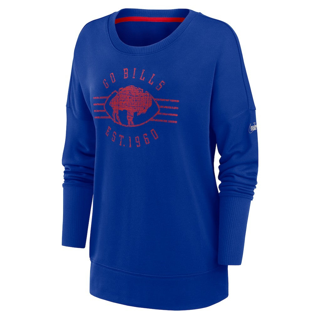 Buffalo Bills Women's Rewind Playback Icon Performance Pullover Sweatshirt Royal | Nike for Sale