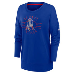 New England Patriots Women's Rewind Playback Icon Performance Pullover Sweatshirt Royal | Nike for Sale