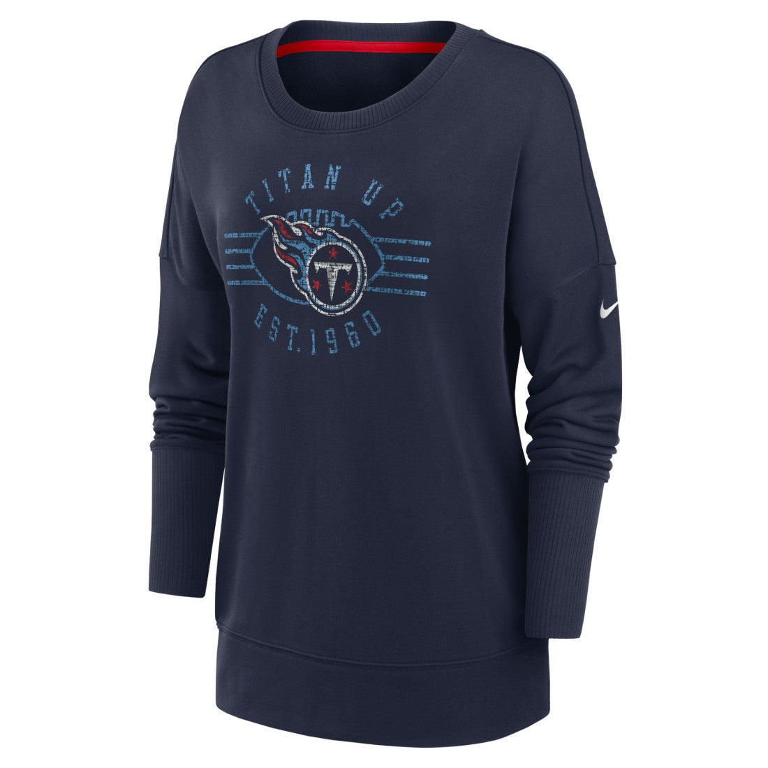 Tennessee Titans Women's Rewind Playback Icon Performance Pullover Sweatshirt Navy | Nike for Sale