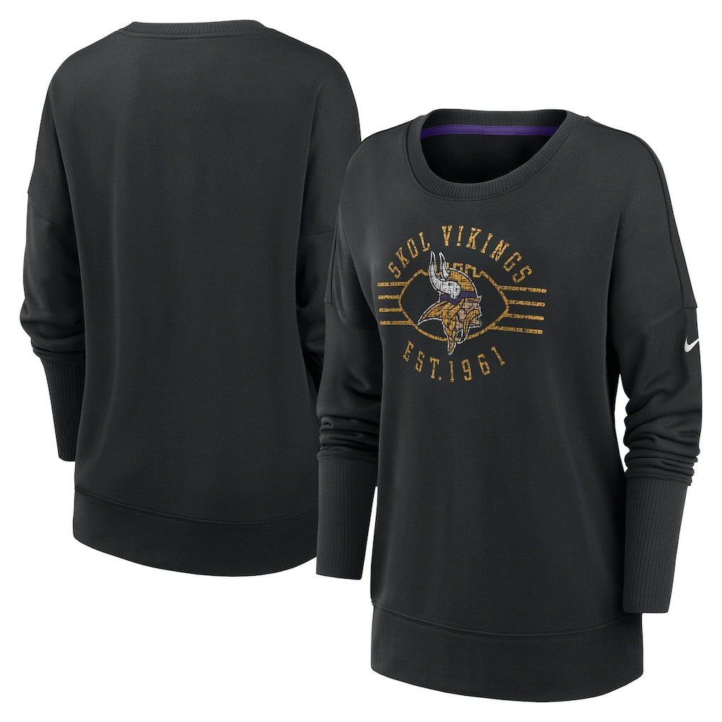 Minnesota Vikings Women's Rewind Playback Icon Performance Pullover Sweatshirt Black | Nike for Sale