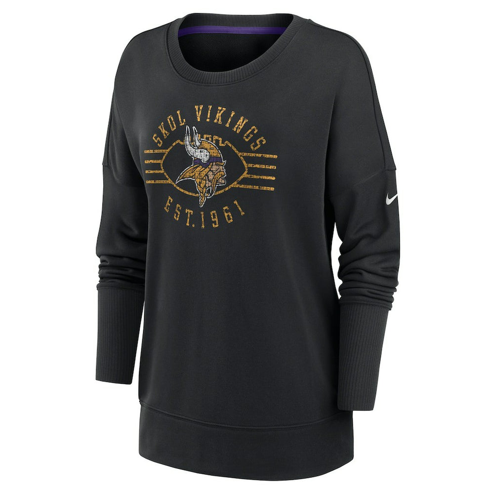 Minnesota Vikings Women's Rewind Playback Icon Performance Pullover Sweatshirt Black | Nike for Sale