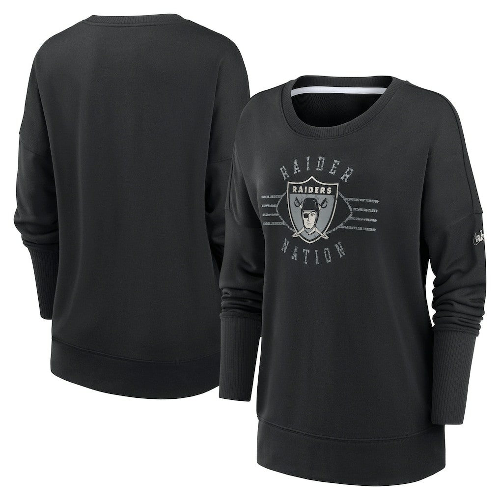Las Vegas Raiders Women's Rewind Playback Icon Performance Pullover Sweatshirt Black | Nike for Sale