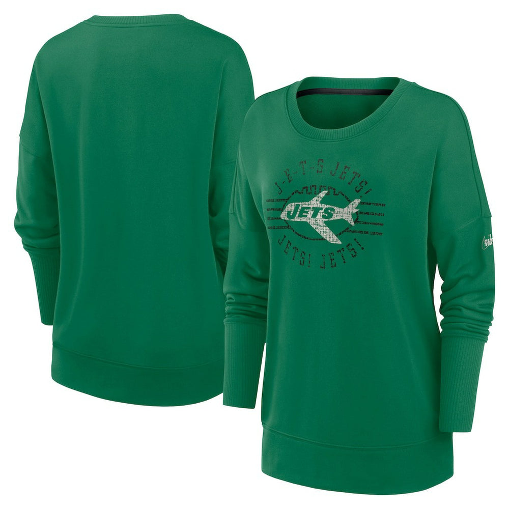 New York Jets Women's Rewind Playback Icon Performance Pullover Sweatshirt Green | Nike for Sale
