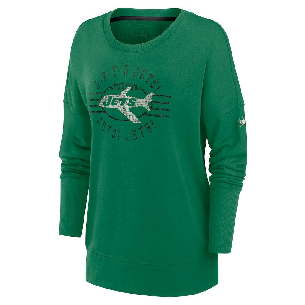 New York Jets Women's Rewind Playback Icon Performance Pullover Sweatshirt Green | Nike for Sale