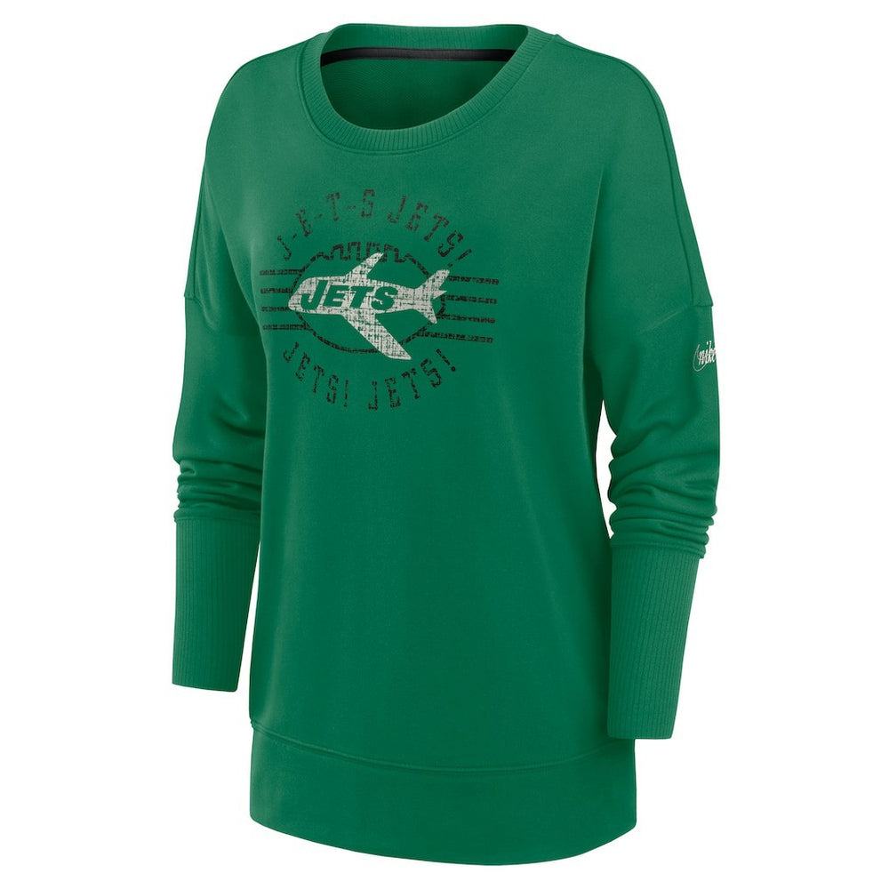 New York Jets Women's Rewind Playback Icon Performance Pullover Sweatshirt Green | Nike for Sale
