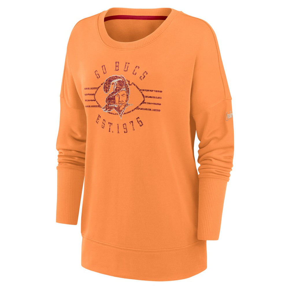 Tampa Bay Buccaneers Women's Rewind Playback Icon Performance Pullover Sweatshirt Orange | Nike for Sale