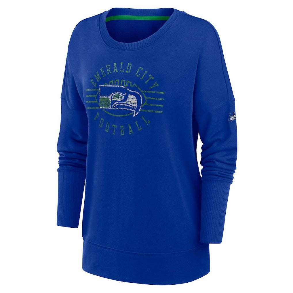 Seattle Seahawks Women's Rewind Playback Icon Performance Pullover Sweatshirt Royal | Nike for Sale