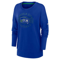 Seattle Seahawks Women's Rewind Playback Icon Performance Pullover Sweatshirt Royal | Nike for Sale