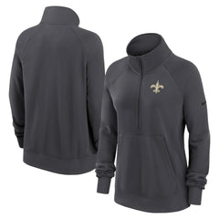 New Orleans Saints Women's Premium Raglan Performance Half-Zip Sweatshirt Charcoal | Nike for Sale