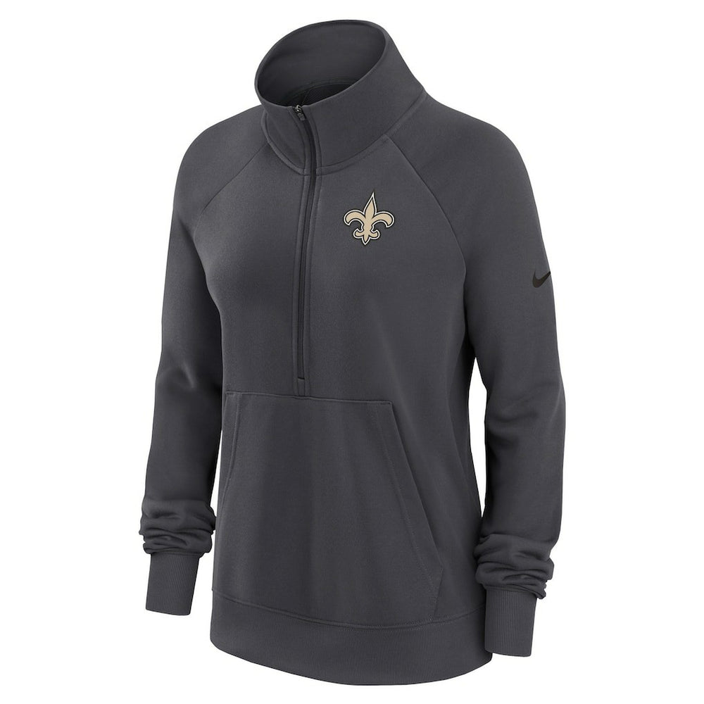 New Orleans Saints Women's Premium Raglan Performance Half-Zip Sweatshirt Charcoal | Nike for Sale