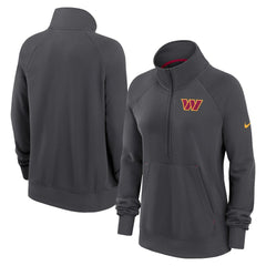 Washington Commanders Women's Premium Raglan Performance Half-Zip Sweatshirt Charcoal | Nike for Sale