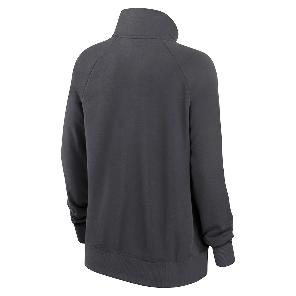 Carolina Panthers Women's Premium Raglan Performance Half-Zip Sweatshirt Charcoal | Nike for Sale