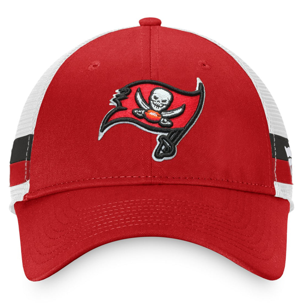 Tampa Bay Buccaneers Iconic Team Stripe Trucker Snapback Hat Red/White | Fanatics