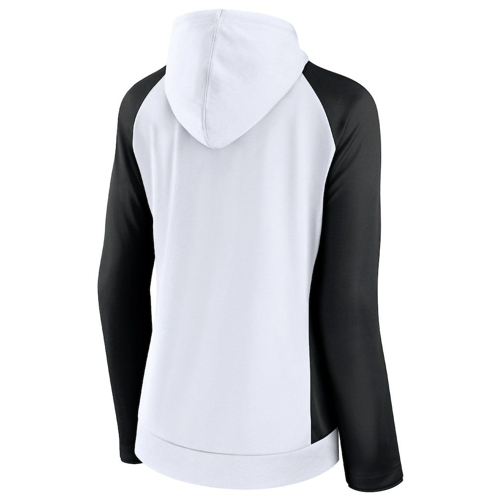 New Orleans Saints Women's End Around Lightweight Raglan Full-Zip Hoodie Jacket White/Black | Fanatics