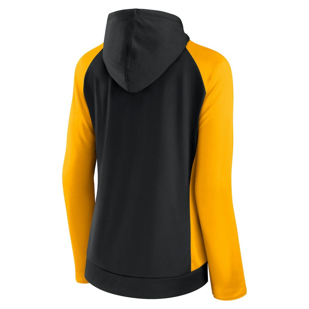 Pittsburgh Steelers Women's End Around Lightweight Raglan Full-Zip Hoodie Jacket Black/Gold | Fanatics