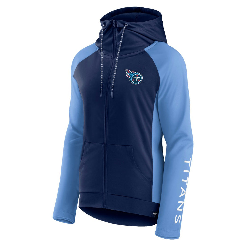 Tennessee Titans Women's End Around Lightweight Raglan Full-Zip Hoodie Jacket Navy/Light Blue | Fanatics