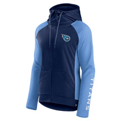 Tennessee Titans Women's End Around Lightweight Raglan Full-Zip Hoodie Jacket Navy/Light Blue | Fanatics