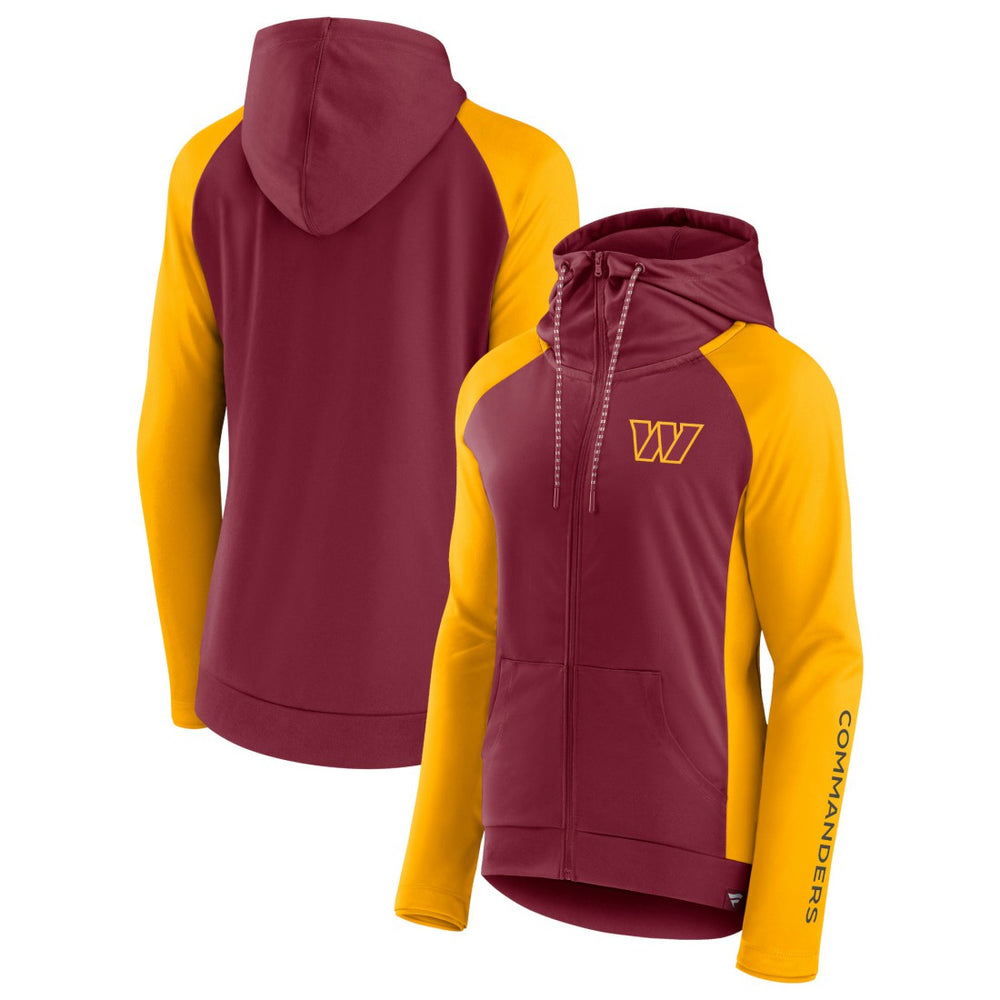 Washington Commanders Women's End Around Lightweight Raglan Full-Zip Hoodie Jacket Burgundy/Gold | Fanatics