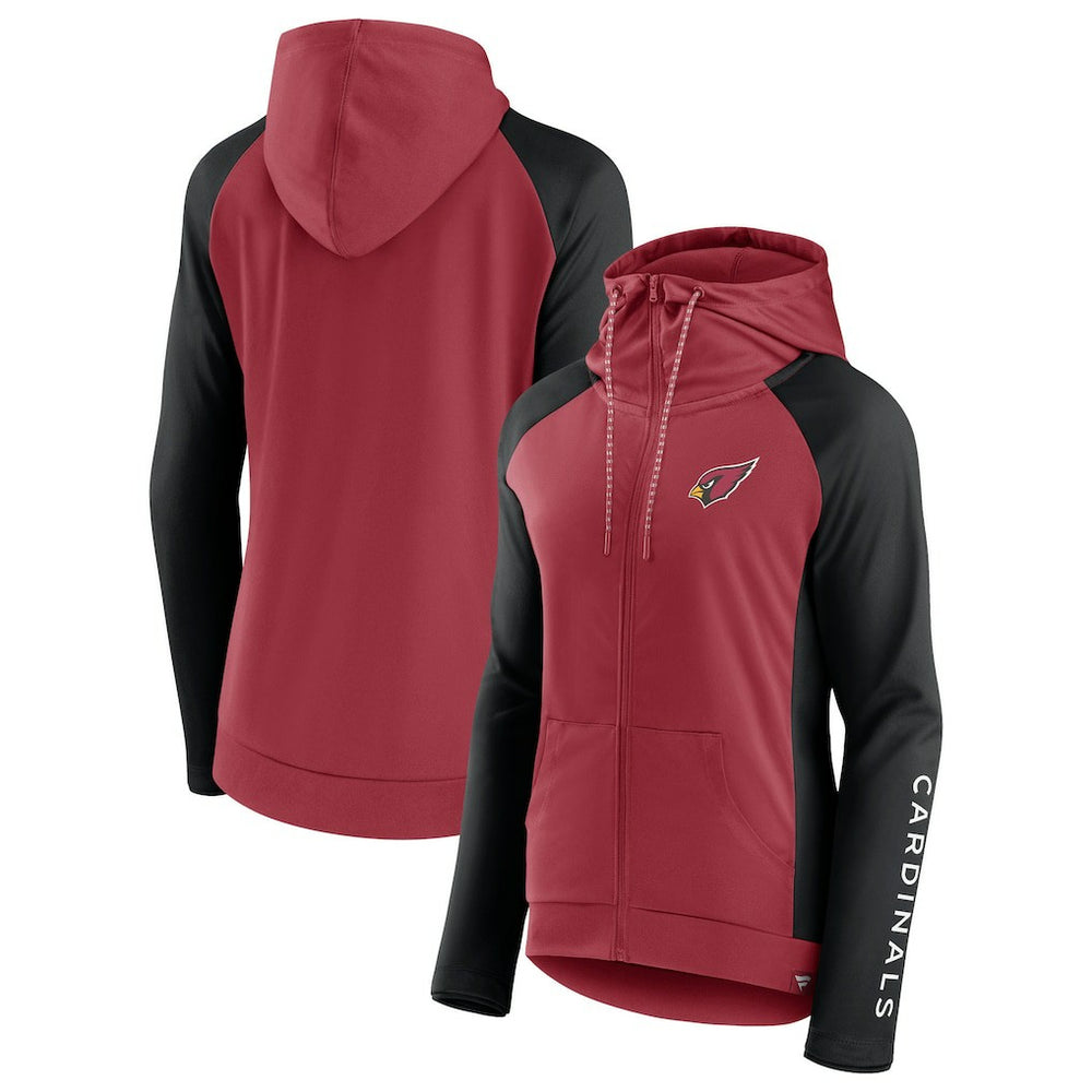 Arizona Cardinals Women's End Around Lightweight Raglan Full-Zip Hoodie Jacket Cardinal/Black | Fanatics