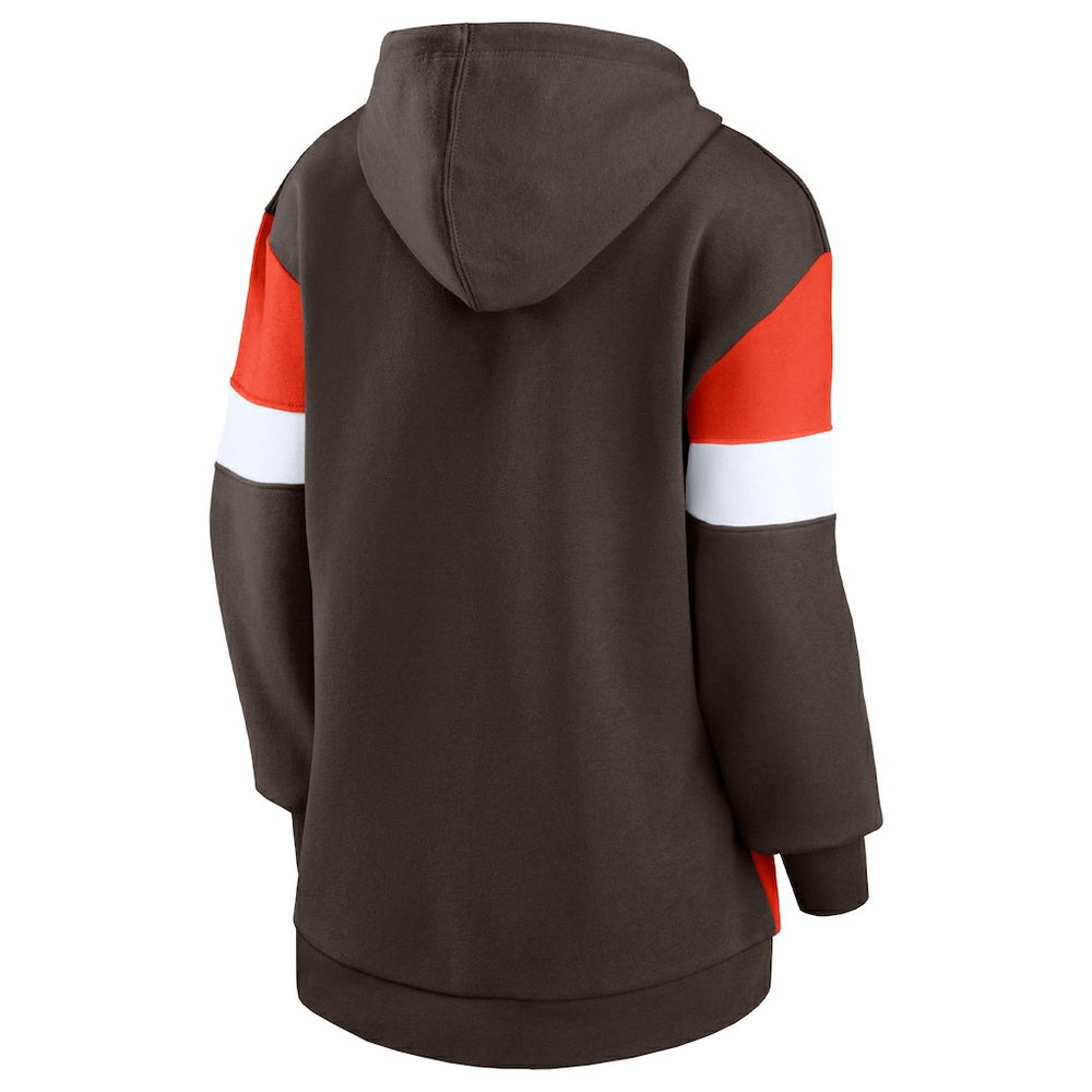 Cleveland Browns Women's Lock It Down Pullover Hoodie Brown/Orange | Fanatics